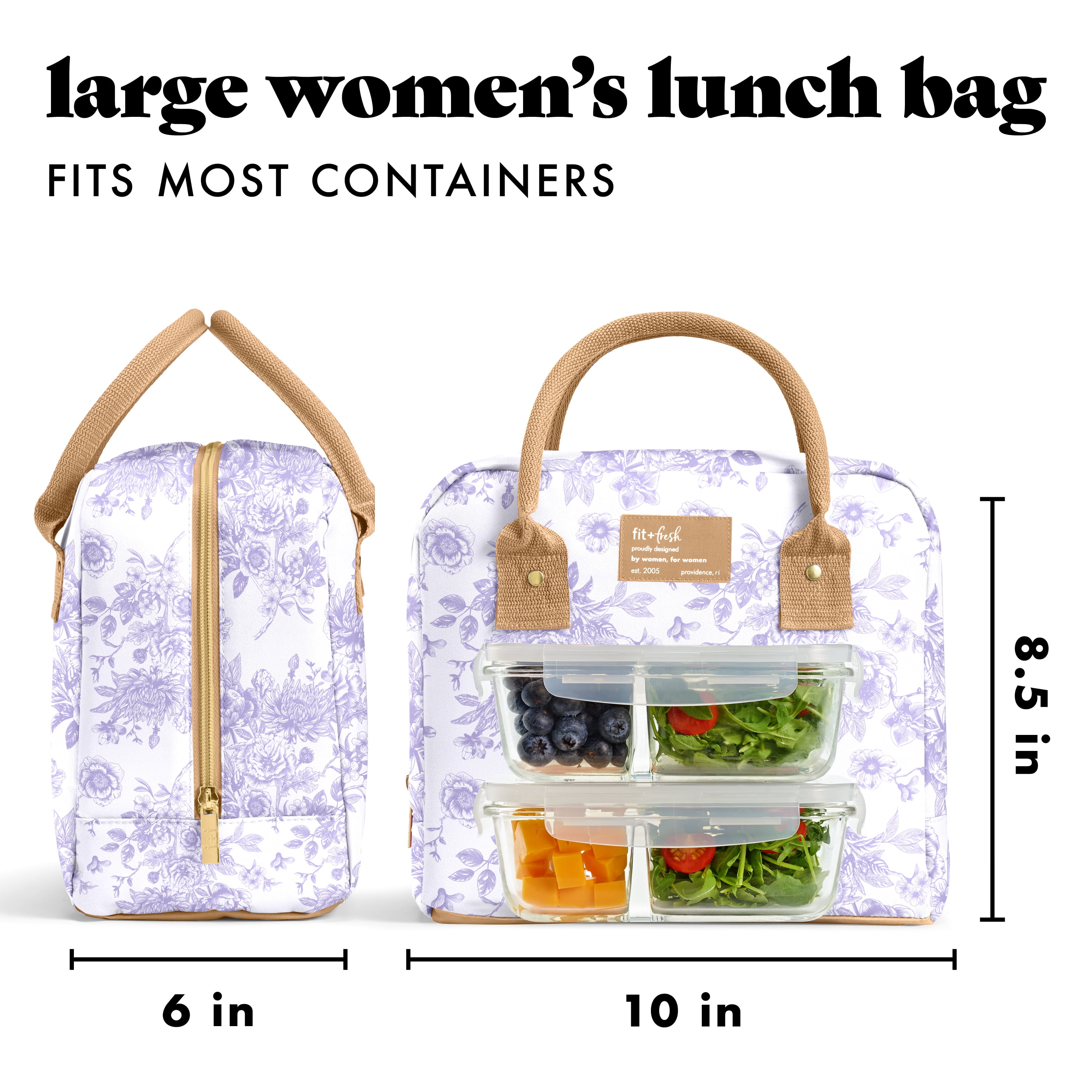 Fit & Fresh 7039CX3707 Bloomington Lunch Bag Kit - Lavendar Floral Toile