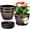 Reddish-Brown, variant on VECELO 3 Pack 13 inch Plant Pots, Whiskey Barrel Planters with Drainage Holes & Saucer, Plastic Imitation Wine Barrel Decoration Flower Pots, for Indoor & Outdoor Garden Home Plants, Brown
