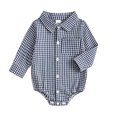 thumbnail image 3 of CONZONE Newborn Boys Plaid Romper Long Sleeve Lapel Buttons Jumpsuit for Kids Fall Winter Bodysuits for Boys, 3 of 5