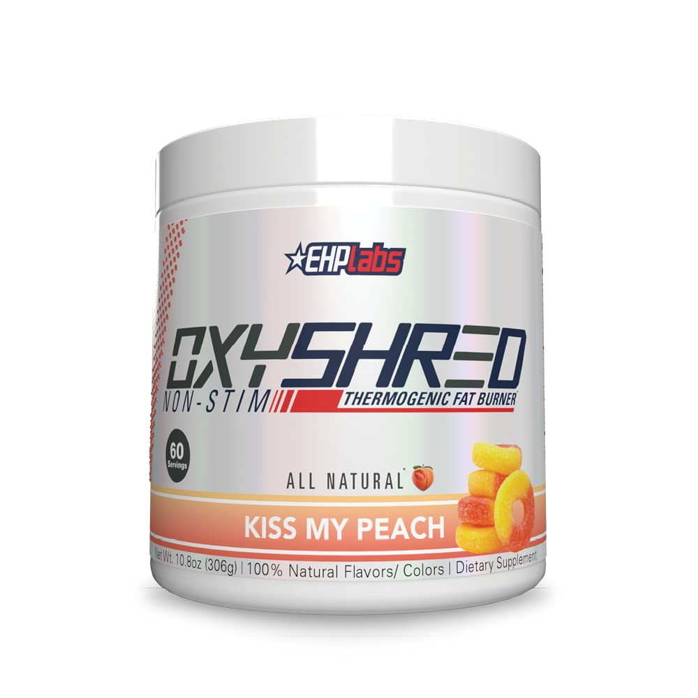 EHPlabs OxyShred Non-Stimulant Shredding Supplement - Promotes Shredding, Energy Booster, Pre-Workout, Mood Booster - Peach, 60 Servings