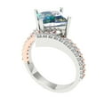 thumbnail image 2 of 2.3075 ct Princess Cut Blue Moissanite Solitaire with Simulated Diamond Accents 14K White/Rose Gold Womens Engagement Ring, 2 of 5