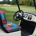 thumbnail image 6 of Pzuqiu Tropical Sunset Golf Cart Seat Cover Set - Hibiscus & Palm Tree Print, Breathable Stretchable Polyester, All-Weather Protection for 2-Passenger Carts, 6 of 10