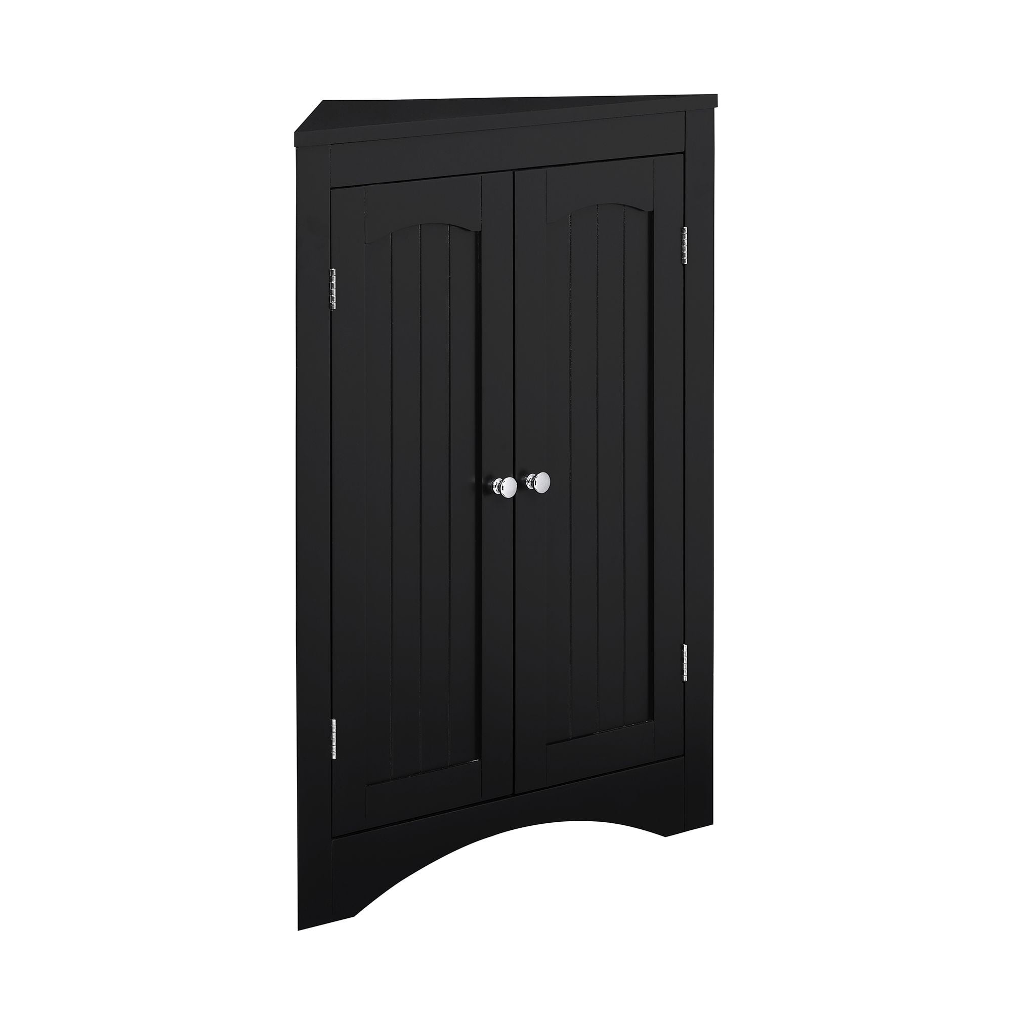DEALTOPS Modern Corner Cabinet with Doors and Shelves, Stylish Freestanding Storage Cabinet for Kitchen, Bathroom, Living Room - Black