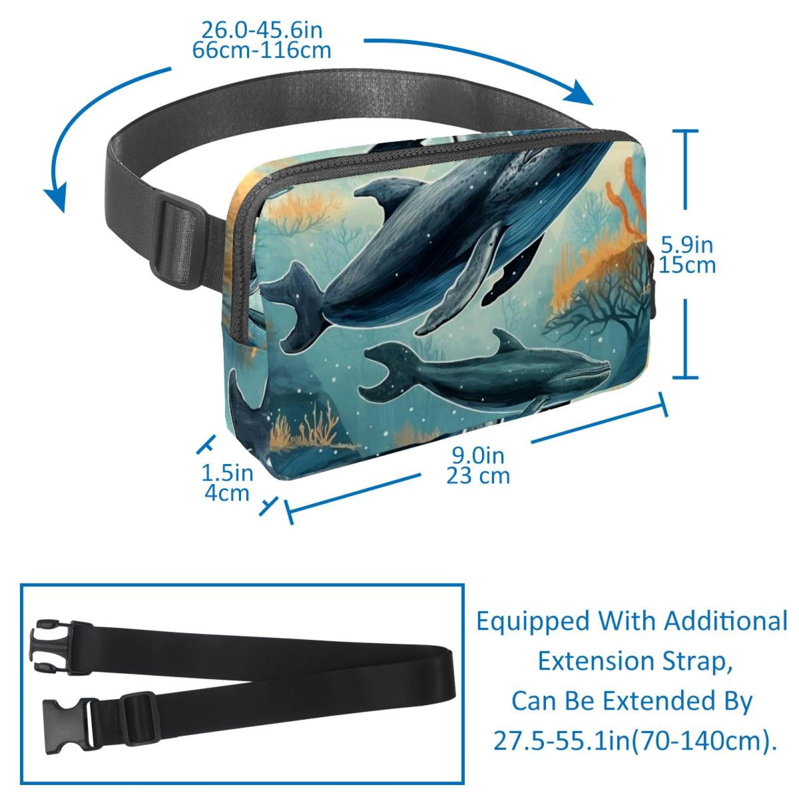 Whales Running Belt Fanny Packs Waist Packs with Extension Strap Unisex Lightweight Adjustable