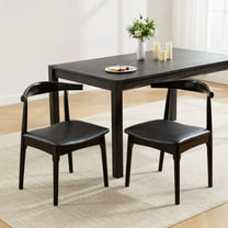 Dayalane Mid Century Modern Dining Chairs Set of 2,Faux Leather Upholstered Farmhouse Chairs with Open Back,Side Dining Chairs with Natural Wood Legs for Dining Room, Kitchen, Restaurant,Black