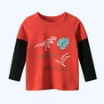 thumbnail image 2 of Little Boys Letter Printed Sweatshirt Long Sleeve Round Neck Tops Autumn Casual Loose Pullover Watermelon Red,5-6T, 2 of 9