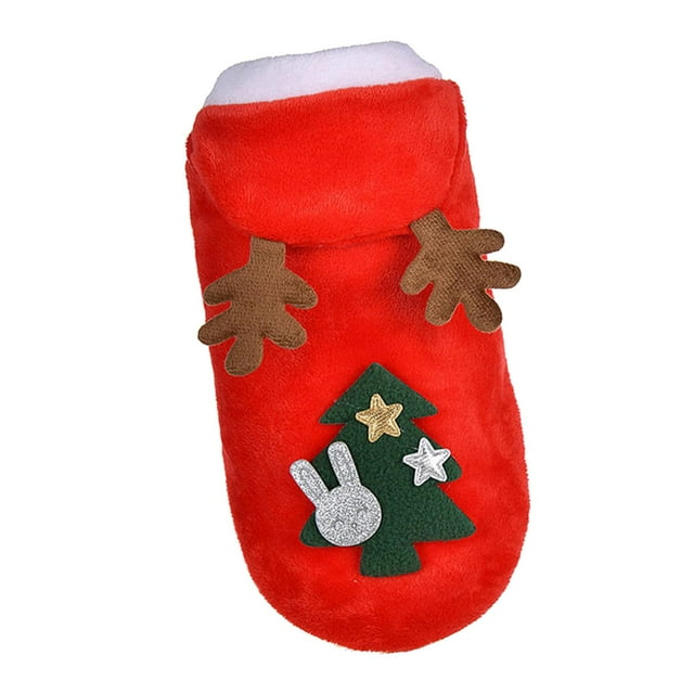 Ropa de Navidad para mascotas Yuyangstore Chaqueta de Vellón Cálido con capucha 45cmx35cm