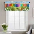 thumbnail image 2 of Cartoon Turtle Colorful Pencil Window Valance for Kitchen, Blue Sky Green Lawn Ant Flower Butterfly Rod Pocket Short Curtain for Small Windows, Light Filtering Decorative Valance, 42 x 18 Inch, 2 of 9