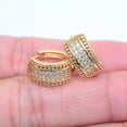 thumbnail image 2 of Sparkle Jewels 2Ct Round Cubic Zirconia Women's Huggie Hoop Earring 14K Yellow Gold Plated, 2 of 3