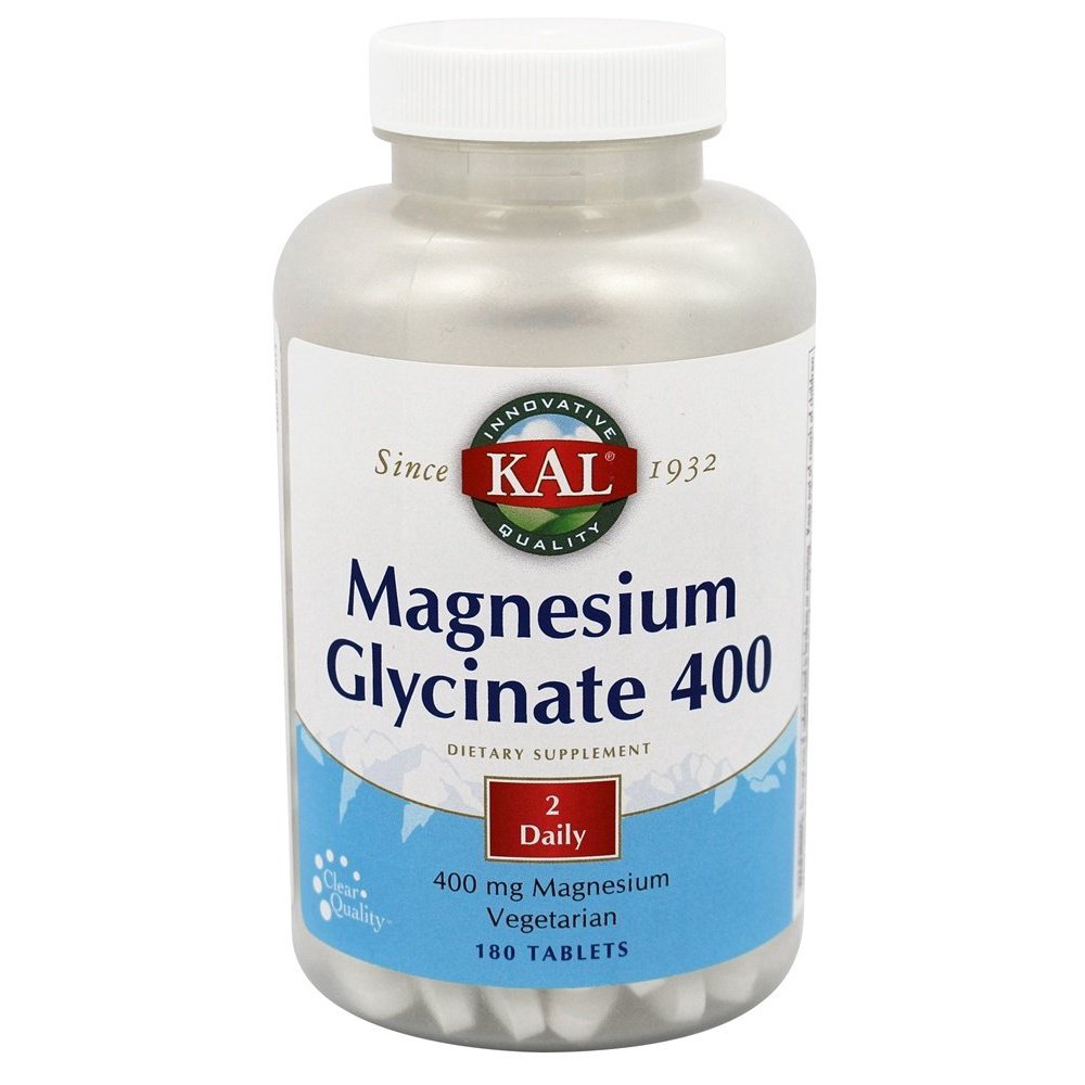 KAL Magnesium Glycinate 400 Vegan, Chelated, NonGMO, Soy, Dairy, and