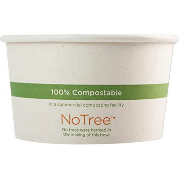 World Centric No Tree Paper Bowls, 4.4-inch dia x 2.5-inch , 12 oz, Natural, 500/Carton (BOSU12)
