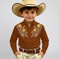 thumbnail image 2 of JAJAHO Boys Western Cowboy Shirts Long Sleeve Floral Retro Style Button Down Collared Shirts For Kids 4-13Y Stylish Tops, 2 of 4