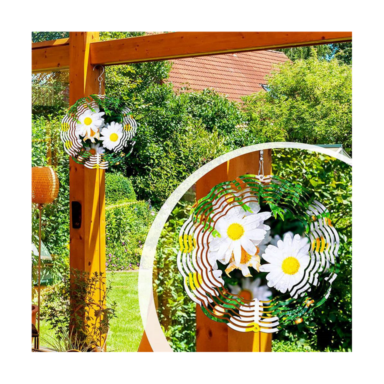 Sublimation Wind Spinner Blanks 3D Aluminum Wind Spinners Hanging Wind  Spinners DIY Crafts Ornaments for Indoor Outdoor Garden Yard Window Porch  Front