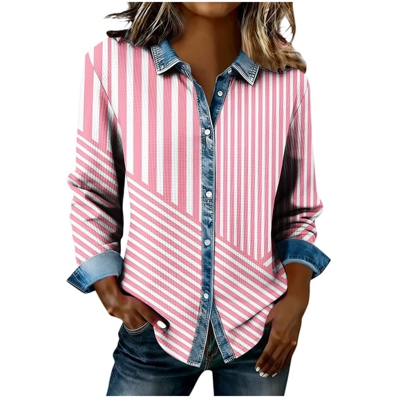 YUGYXL Women's Long Sleeve Flannel Plaid Shirts Button Down Business Dressy Blouse for Christmas and Casual Wear Pink Sweatshirts XXL