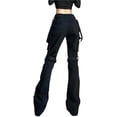 thumbnail image 2 of Jeans for Women Punk Y2k Grunge Low Waist Emo Jeans Gothic Black Patchwork Electro Denim Pants Trendy Streetwear Women Jeans (Black M), 2 of 8