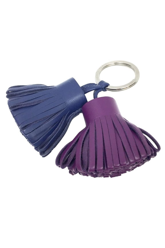 Pre-Owned Hermes HERMES Carmen Unodo Keychain Key Ring Charm Leather Purple x Navy...