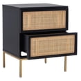thumbnail image 2 of SAFAVIEH Zadie 2 Drawer Rattan Nightstand, Black w/ Natural Rattan/Gold Legs, 2 of 15
