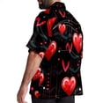 thumbnail image 3 of Valentine's Day Love ECG Men's Short Sleeve Beach Shirts Poplin Spread Collar Tops Casual Printed Button Down Summer Unisex, 3 of 6