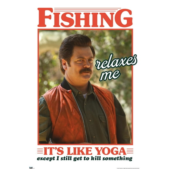 Parks and Recreation - Ron Swanson Fishing Wall Poster, 22.375" x 34"