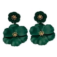 thumbnail image 3 of Pendientes colgantes de flores, pendientes de pétalos florales, pendientes colgantes para vacaciones, mujeres, niñas, joyería del día de San Valentín, Verde oscuro, 3 of 8