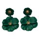 thumbnail image 3 of Pendientes colgantes de flores, pendientes de pétalos florales, pendientes colgantes para vacaciones, mujeres, niñas, joyería del día de San Valentín, Verde oscuro, 3 of 8
