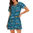 thumbnail image 1 of Balery Construction Trucks Camisón de manga corta con cuello redondo para mujer, cómodo y elegante., 1 of 6