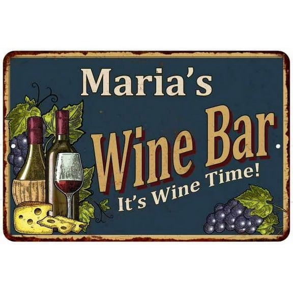 Maria's Wine Bar Gift Green Sign Rustic Decor 8x12 108120055010