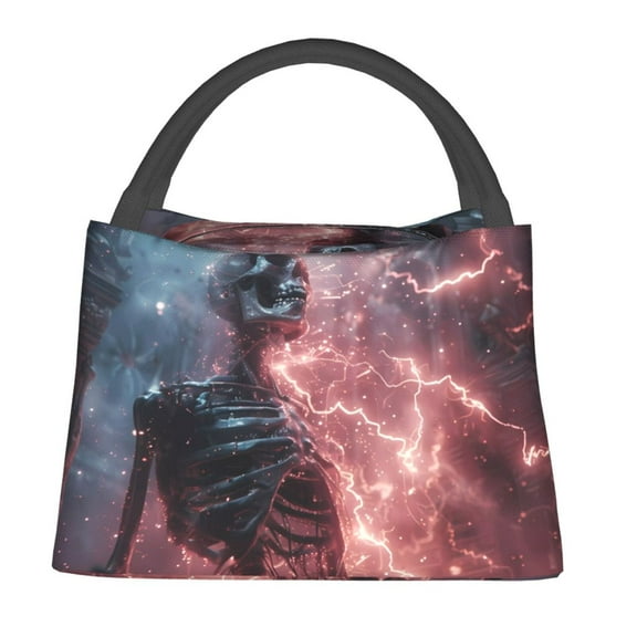 Gaeub Electric Skeleton Surrealism Collapsible Cooler Bag Insulated,Leakproof Food Bag for Hot or Cold Food Delivery,Travel Insulated Bag, or Beach Cooler Bags