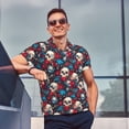 thumbnail image 5 of Daiia Skull red flower blue Pattern Men’s Polo Shirts,Solid Deck Shirt,Classic Fit, Breathable Cotton Polo for Casual and Sport Wear-X-Large, 5 of 7