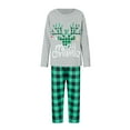 thumbnail image 2 of Spewahor Christmas Family Pajamas Matching Set Letter Elk Print Long Sleeve Tops and Plaid Pants Sleepwear, 2 of 10