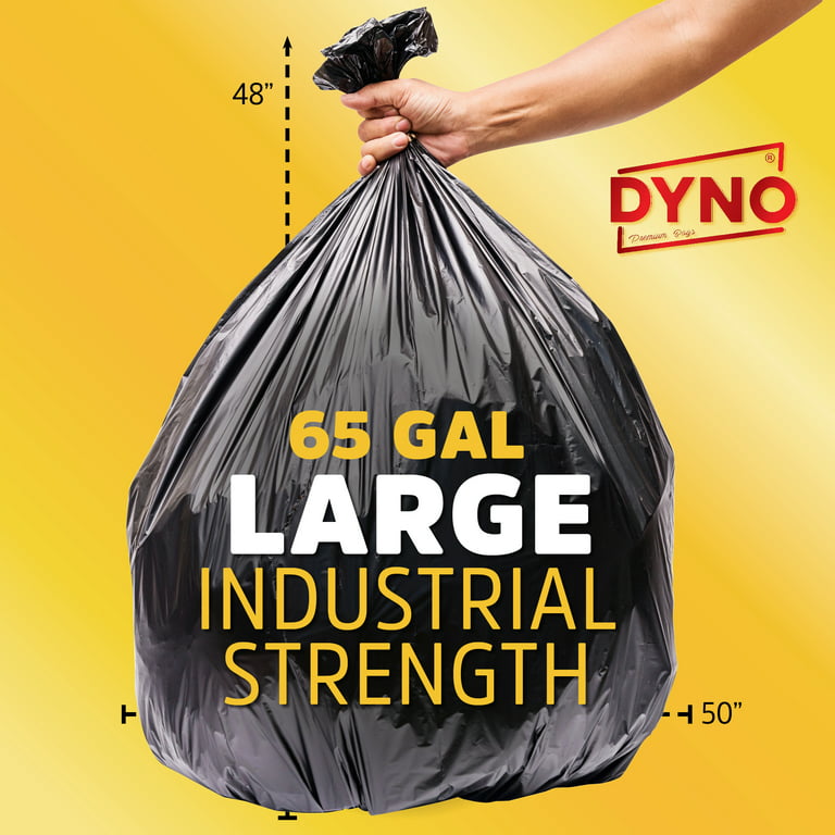 Dyno Products Online 65 Gallon Large, Heavy Duty Trash Bags, 1.5
