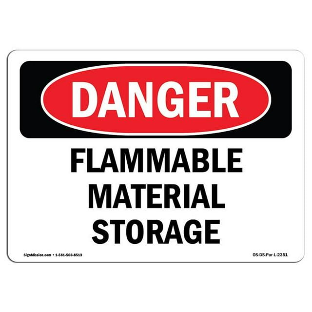 SignMission OS-DS-A-1824-L-2351 Signal de Danger OSHA de 18 x 24 Po - Entreposage de Matériaux Inflammables
