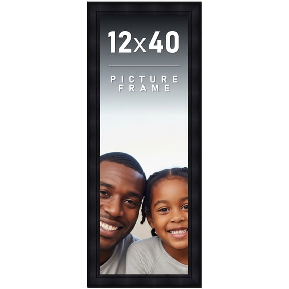12x40 Frame Black Picture Frame - Complete Modern Photo Frame Includes UV Acrylic Shatter Guard