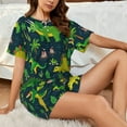 thumbnail image 4 of Sikiie Dinosaurs and Flowers Womens Pajama Sets Short Sleeve Top With Pants Sleepwear 2 Piece Lounge SetXX-Large, 4 of 6
