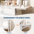 thumbnail image 2 of Modern White Vanity Dressing Table Set – Touch Control 3-Color LED Mirror, Turn over-Top Panel, Storage Drawers, Stool, Power Outlets, Open Shelves – Bedroom Furniture – Color: White, 2 of 8