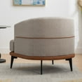 thumbnail image 3 of Modern Two-tone Barrel Fabric Chair With Decorative PU leather Stitching and Metal Legs, Upholstered Round Armchair for Living Room, Bedroom, Reading Room, Accent Chair, Burnt Orange, 3 of 9