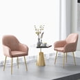 thumbnail image 4 of Costway Set of 2 Velvet Dining Chairs Mid-Back Leisure Armchair w/ Gold Leg Pink, 4 of 9