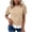Khaki, variant on Womens Short Sleeve Sweatshirt Crew Neck Puff Sleeve Summer Tops Ruffled Hem Casual Pullover Shirts for Women