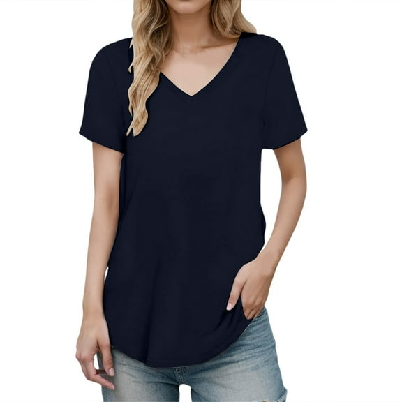 Summer Tops for Women Space Short Long Sleeve Tee Dark Shirt for Women Summer Shirts Striped Tee Long Exercise Shirts Short Sleeved Athletic Tops Workout Loose Fit Womens Loose Navy 6XL