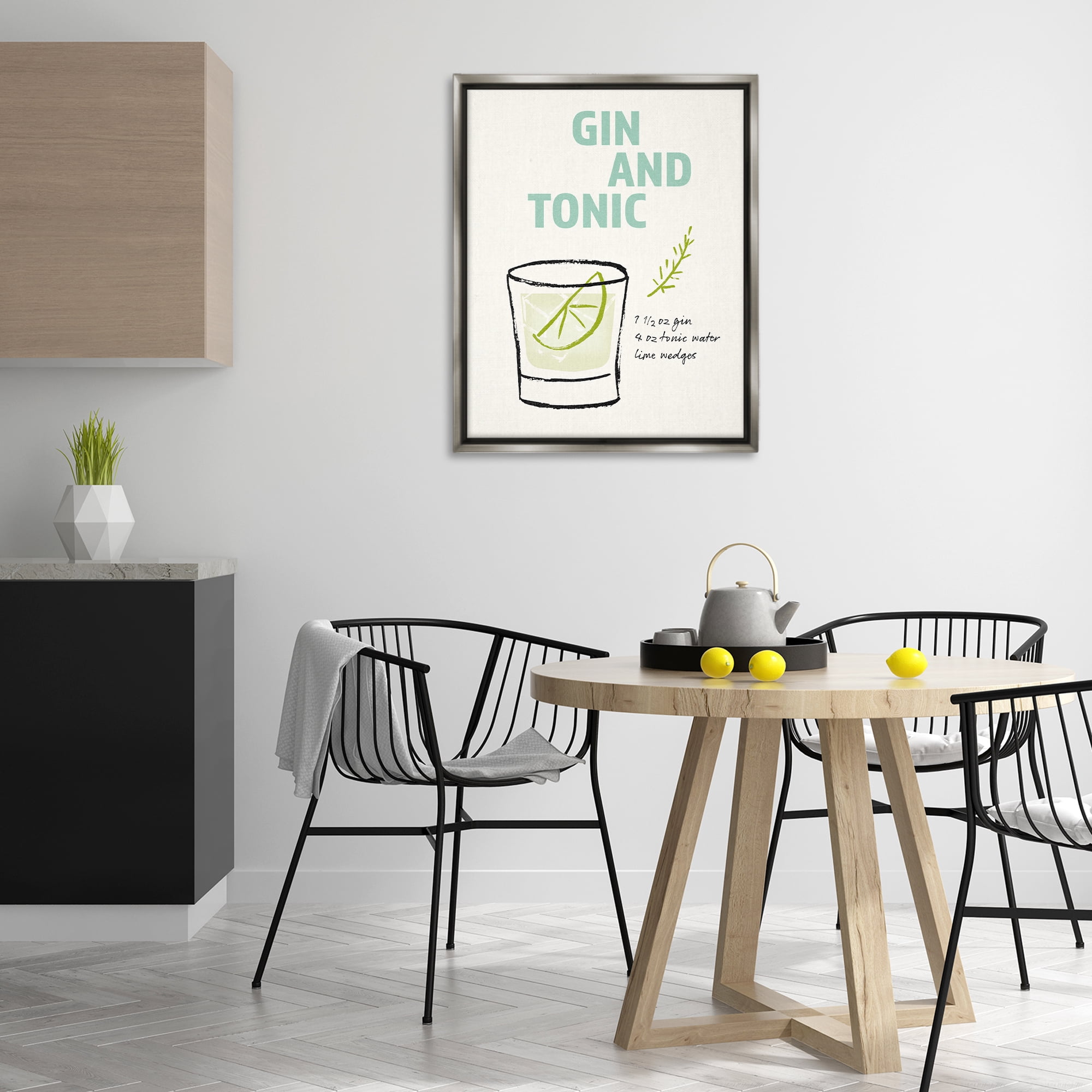 Stupell Industries Gin & Tonic Recipe Food & Beverage Painting Gray Floater Framed Art Print Wall Art, 25 x 31