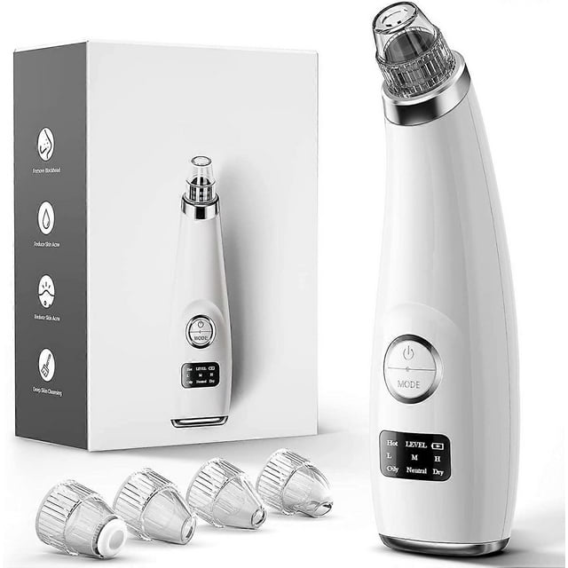 Acne Remover For Women And Men, Pore Vacuum With Exfoliating Machine Function, Includes 5 Suction Probes And 3 Adjustable Suction Levels, Ideal For