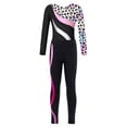 thumbnail image 4 of YiZYiF Kids Girls Gym Yoga Suit Shiny Rhinestones Print Leotard with Pants Sportswear Activewear Leopard&Hot Pink 10, 4 of 7