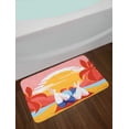 thumbnail image 2 of Beach Bath Mat, Colorful Summer Romance Cartoon Image of Young Couple on Sands with Palm Trees Ocean, Plush Bathroom Decor Mat with Non Slip Backing, 29.5" X 17.5", Multicolor, by Ambesonne, 2 of 2