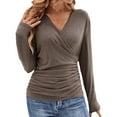 thumbnail image 2 of Womens T Shirts Womens V Neck Ruched Tops Wrap Shirts Summer Casual Fitted T Shirts 2026 Tops for Women, 2 of 6