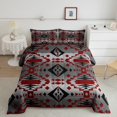 thumbnail image 2 of Homewish Bohemian Aztec Women Bedding Comforter Set, Grey Maroon Stripes Abstract Twin Comforter Sets, Hippie Rustic Farmhouse Reversible Bedding Set, Breathable Home Decor, 2pcs, 2 of 8