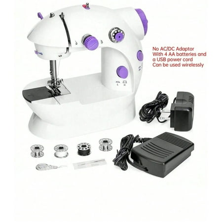 Sewing Machine, Portable Mini Multi-Functional Electric Tailoring Machine Hand-Locking Artifact For Beginners, Handheld Sewing Machine With Upgraded(White And Purple)