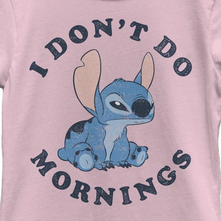 Girl's Lilo & Stitch I Don't Do Mornings Stitch Distressed T-Shirt