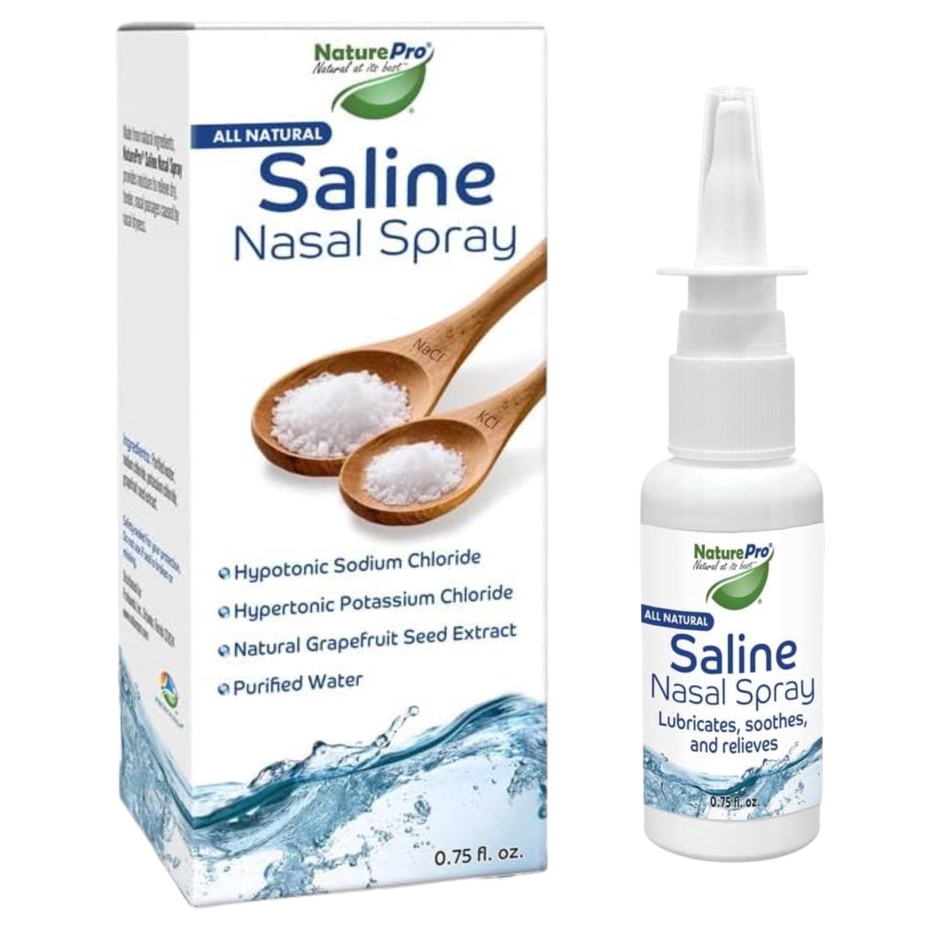 NaturePro Hypotonic/Hypertonic Saline Nasal Spray 0.75 fl oz for Moisturizing & Relief