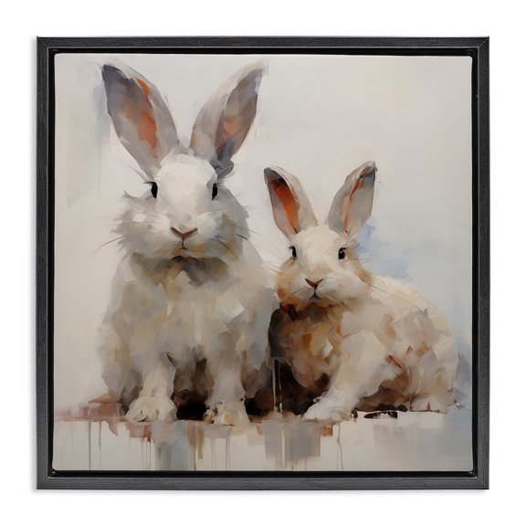 Stupell Industries Fluffy Spring Rabbits Animals Painting Black Floater Framed Canvas Art Print Wall Art, 18 x 18