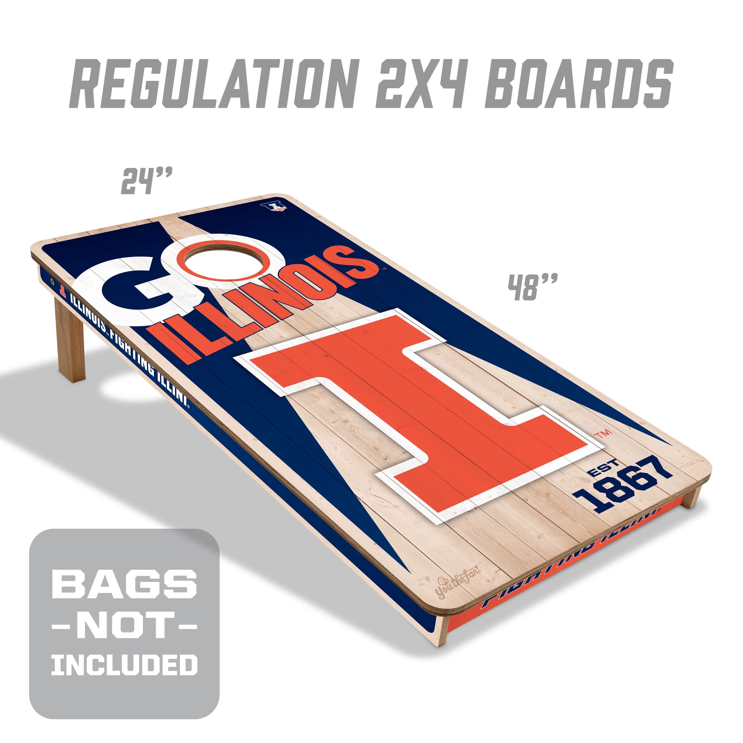 YouTheFan NCAA Illinois Fighting Illini 2' x 4' Cornhole Game No Bags